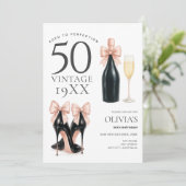 最高の年齢に グラム 50歳のシャンパン 誕生日おめでとう 招待状 (スタンド正面)