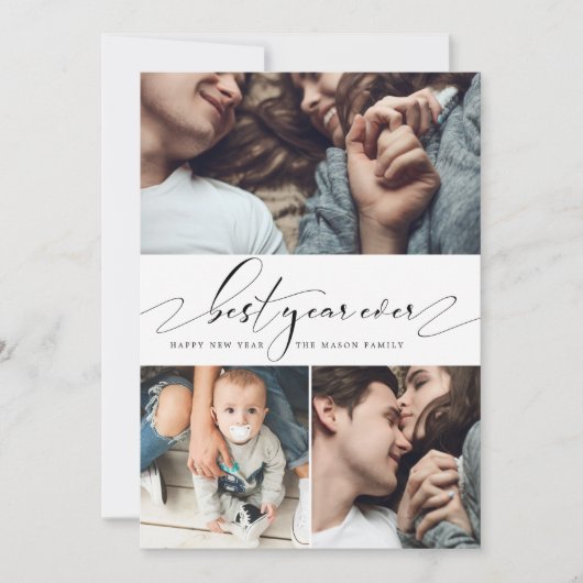 最高の年3回写真コラージュ年賀状 シーズンカード (正面)