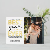 最高の年 |お正月の写真実在 箔シーズンカード (立ち正面)