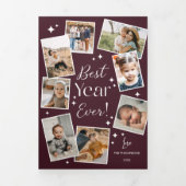最高の年！ファミリーフォトスクラップブックコラージュ 三つ折りクリスマスカード (カバー)