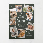 最高の年！ファミリーフォトスクラップブックコラージュ 三つ折りクリスマスカード (カバー)