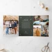 最高の年！ファミリーフォトスクラップブックコラージュ 三つ折りクリスマスカード (内部)