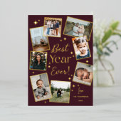 最高の年！8家族の写真スクラップブックコラージュ 箔シーズンカード (立ち正面)