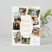 最高の年！8家族の写真スクラップブックコラージュ 箔シーズンカード (立ち正面)