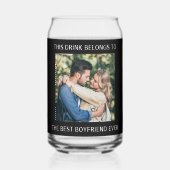 最高の彼氏パーソナライズされた写真黒 ガラス缶 (正面)