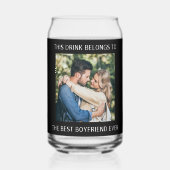 最高の彼氏パーソナライズされた写真黒 ガラス缶 (裏面)