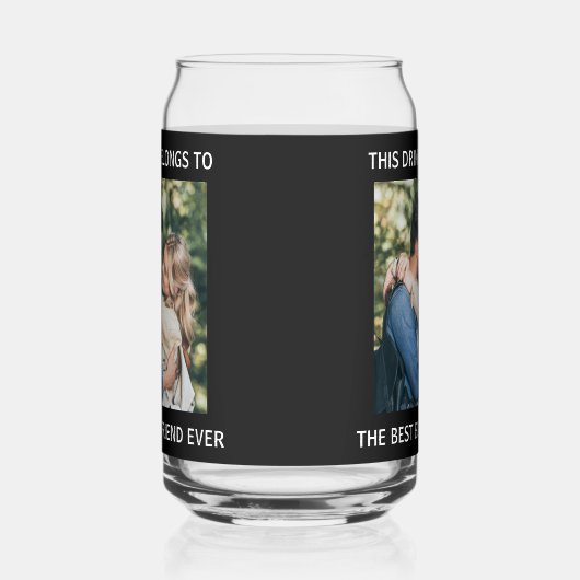 最高の彼氏パーソナライズされた写真黒 ガラス缶 (左)