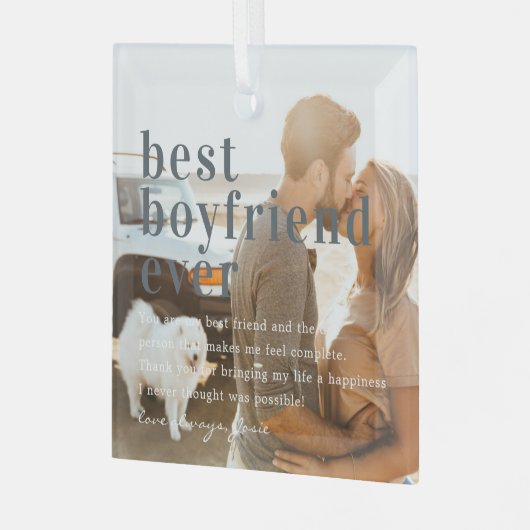 最高の彼氏 |引用文と写真ギフト ガラスオーナメント (正面左)