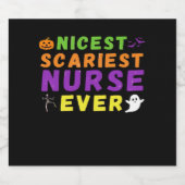 最高の怖いナース史上最高のハロウィーンクラシック スパークリングワインラベル (シングルラベル)