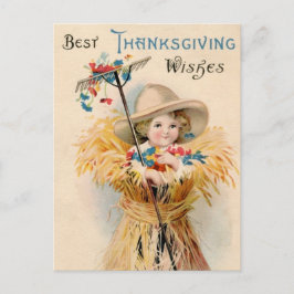 最高の感謝祭ヴィンテージ田舎の子 シーズンポストカード