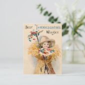 最高の感謝祭ヴィンテージ田舎の子 シーズンポストカード (スタンド正面)