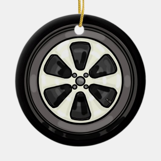 最高の整備士ビッグタイヤクリスマス飾り セラミックオーナメント (正面)