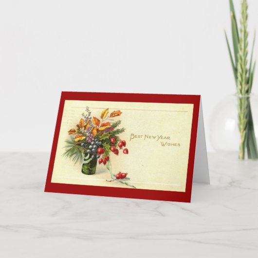 最高の新年のヴィンテージ シーズンカード (正面)