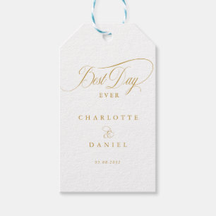 最高の日だ！エレガント白結婚の ギフトタグ