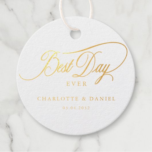 最高の日だ!エレガント結婚の フェイバータグ (正面)