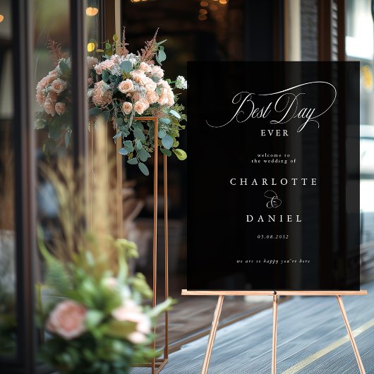 最高の日だ！エレガント、結婚のバナー アクリルサイン