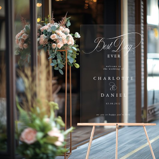 最高の日だ!エレガント、結婚のバナー アクリルサイン