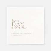 最高の日だ!モダンミニマル白結婚の スタンダードカクテルナプキン (正面)