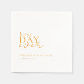 最高の日だ！モダンミニマル白結婚の スタンダードカクテルナプキン (正面)