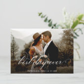 最高の日のエレガントな結婚式ありがとう写真 カード (スタンド正面)