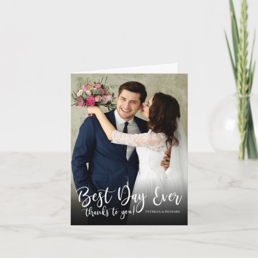 最高の日のエレガントな結婚式ありがとう写真 サンキューカード (正面)