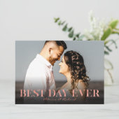 最高の日のローズゴールド結婚式のお礼写真 カード (スタンド正面)