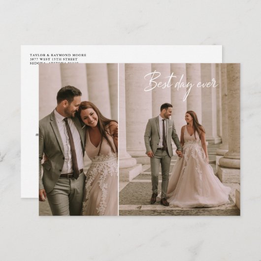 最高の日の写真結婚コラージュ ポストカード (正面/裏面)