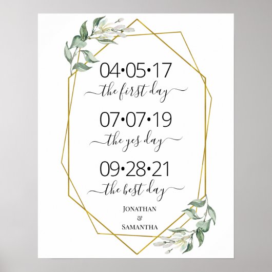 最高の日の日の日のyes日の緑の金ゴールドのサイン ポスター (正面)