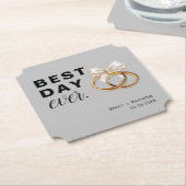 最高の日の灰色の結婚式のレセプション ペーパーコースター (アングル)