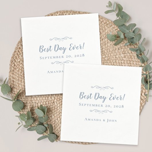 最高の日の結婚パーティーエレガントダスティブルー スタンダードカクテルナプキン