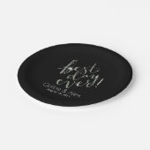 最高の日の結婚式 | シルバーグリッター ペーパープレート (アングル)