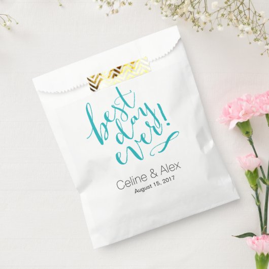 最高の日の結婚式 |ティール(緑がかった色) フェイバーバッグ (封をした状態)