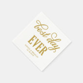 最高の日の金ゴールドモダン書結婚道 スタンダードカクテルナプキン (角)