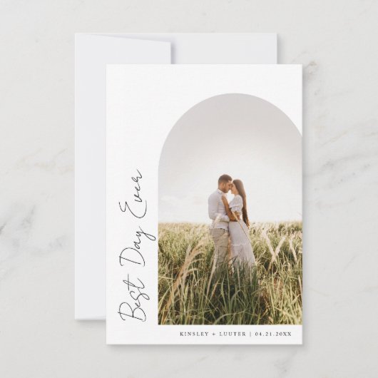 最高の日のScriptエレガントの結婚写真感謝していY サンキューカード (正面)