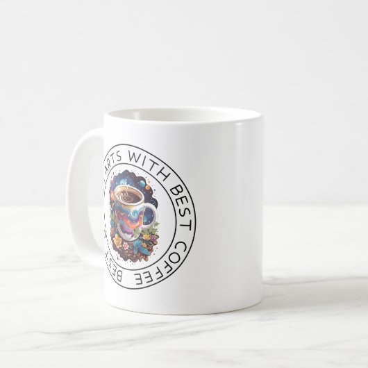 最高の日はコーヒ最高のーマグで始まる コーヒーマグカップ (正面左)