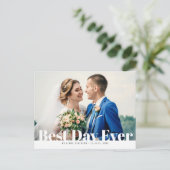 最高の日も経ちはっきりした文字結婚サンキューカード ポストカード (スタンド正面)