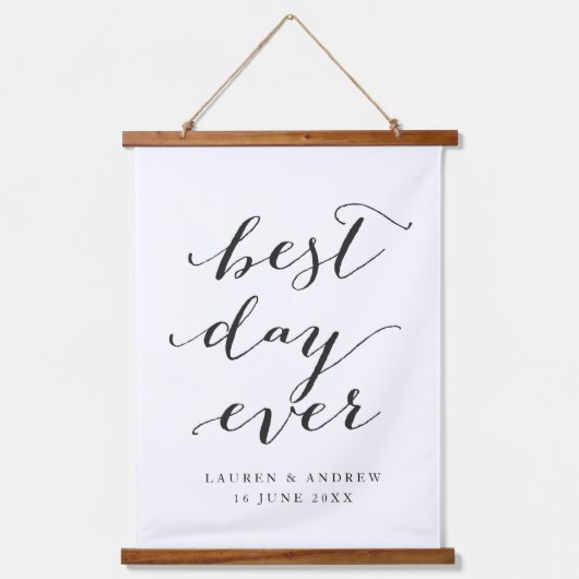 最高の日パーソナライズされた結婚贈 吊り下げ型タペストリー (正面)