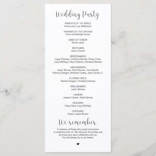 最高の日モダン結婚式 プログラム (裏面)