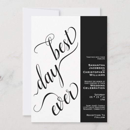 最高の日前2ペイモダンン白黒結婚ズ 招待状 (正面)