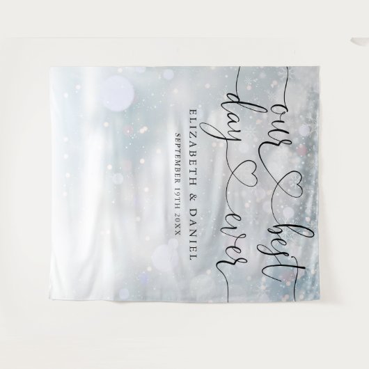 最高の日台冬の結婚式の写真の背景 タペストリー (正面(横))