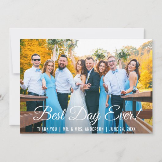 最高の日結婚感謝のフォトカード サンキューカード (正面)