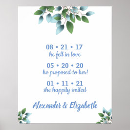 最高の日 ウェディング デート はい 看板 ユーカリ グリーン ポスター