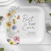 最高の日 |カラフルワイルドフラワー結婚ボホ ペーパープレート