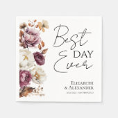 最高の日 | ブルゴーニュフローラ結婚秋 スタンダードカクテルナプキン (正面)