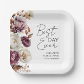 最高の日 | ブルゴーニュフローラ結婚秋 ペーパープレート (正面)