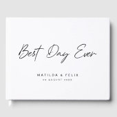 最高の日 |ホワイトウェディングのミニマリスト ゲストブック (正面)