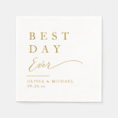 最高の日 |ホワイトウェディングのミニマリスト スタンダードカクテルナプキン (正面)