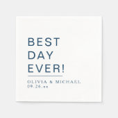 最高の日 |ホワイトウェディングのミニマリスト スタンダードカクテルナプキン (正面)