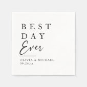 最高の日 |ホワイトウェディングのミニマリスト スタンダードカクテルナプキン (正面)