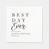 最高の日 |ホワイトウェディングのミニマリスト スタンダードカクテルナプキン (正面)